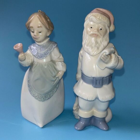 Lot of 2 LLADRO Christmas Ornaments Santa 5842 & Mrs Santa Claus 5939 with Box - Picture 2 of 8